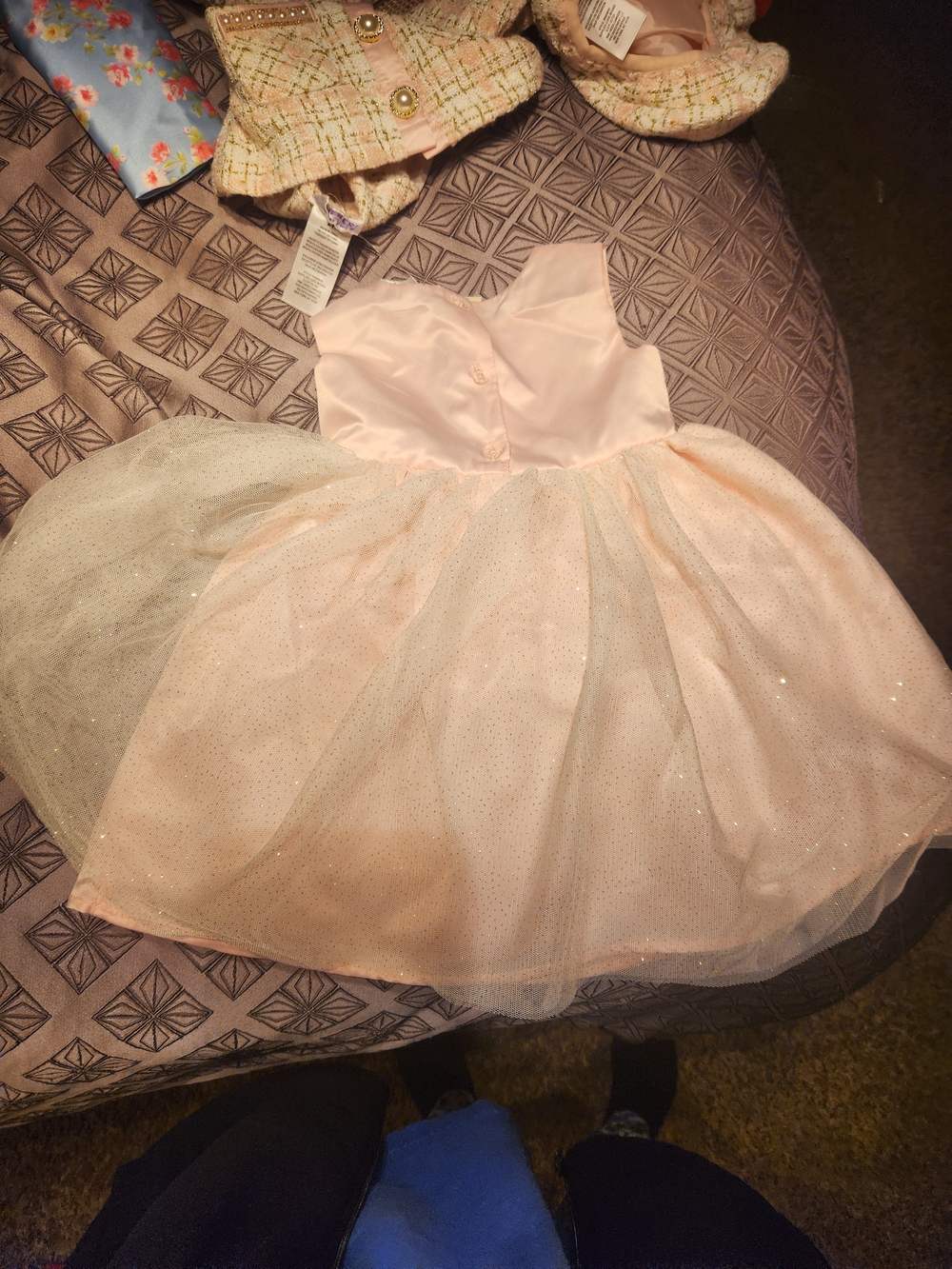 Blueberi Boulevard Pale Pink Sparkle Tulle Dress